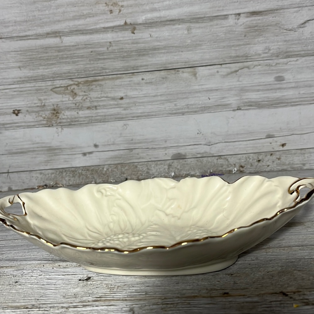 NEW LA DOLCE VITA BY JA DESIGN IVORY GOLD COLLECTION OVAL BOWL